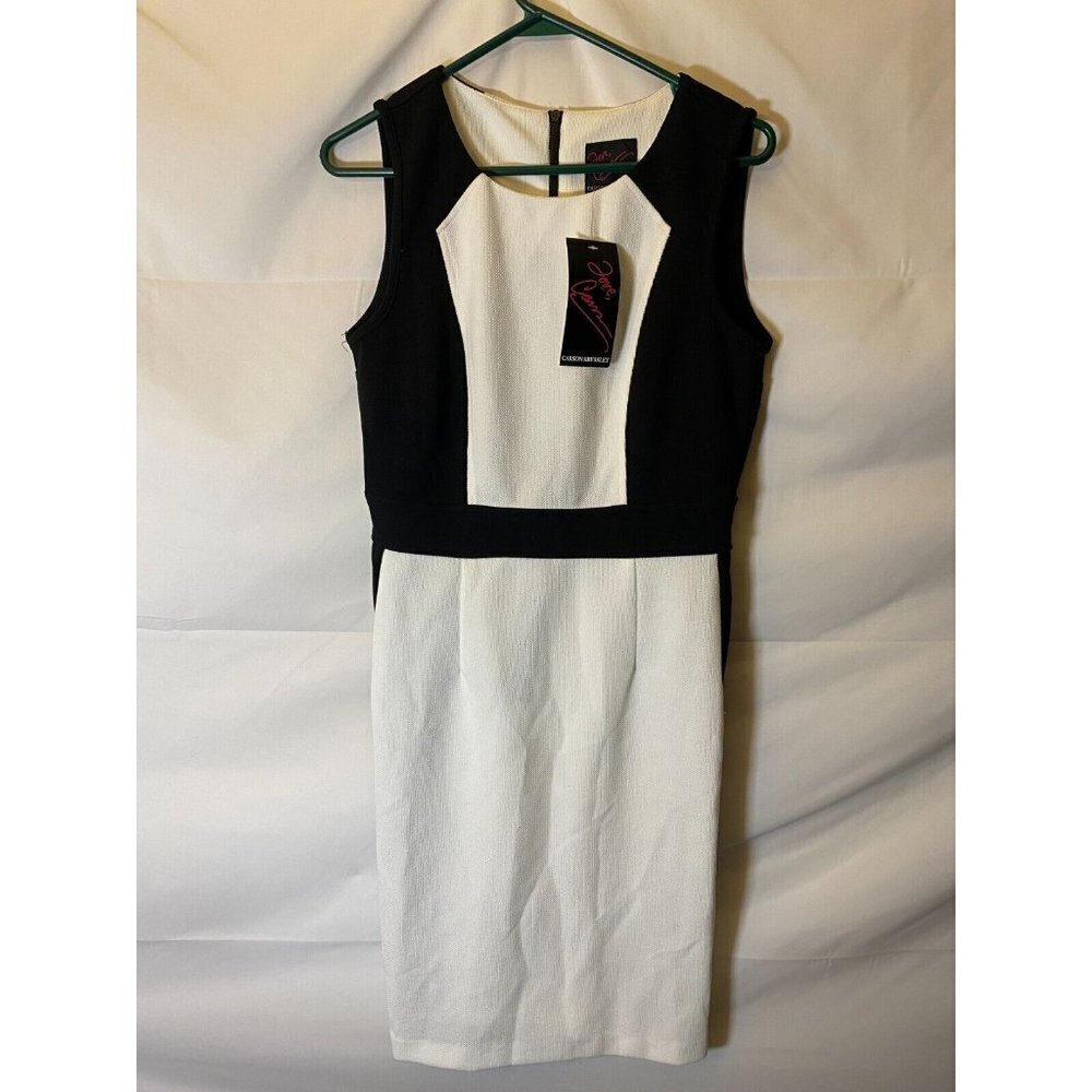 New Colorblock Scandi Office Dress Women’s Small Glam Luxe Black White Statement